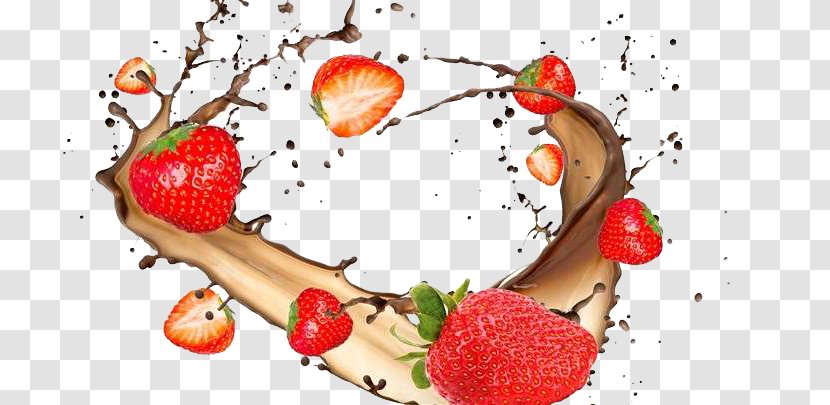 Juice Chocolate Milk Fruit Water - Strawberry Transparent PNG