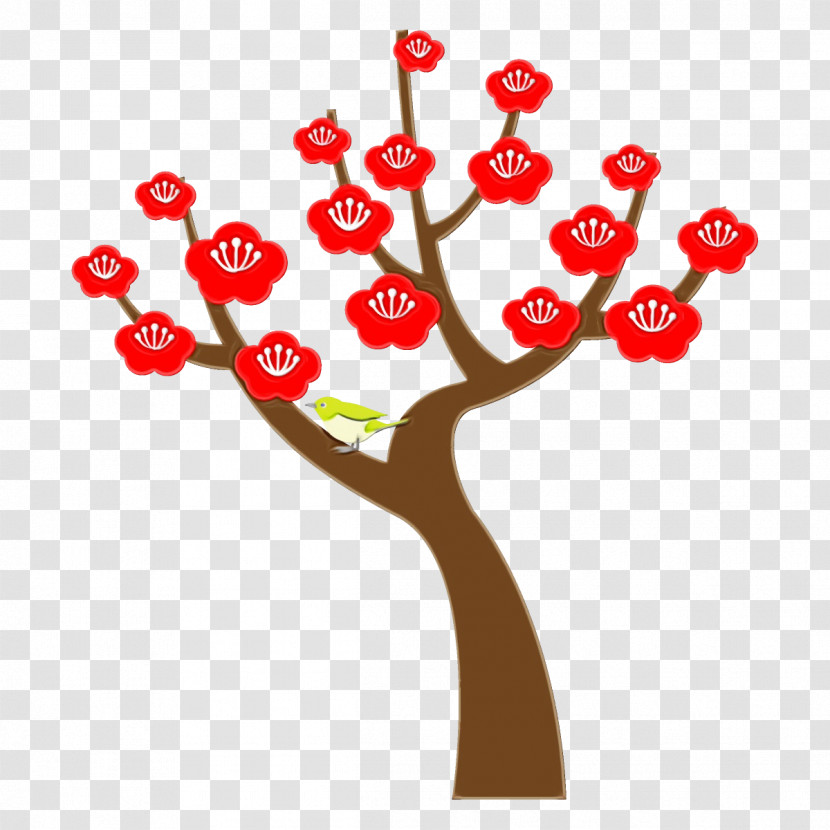 Red Tree Plant Branch Flower Transparent PNG