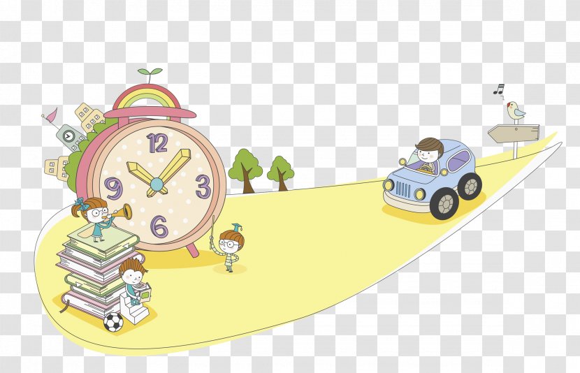 Child Learning Kindergarten Winter Vacation Education - Material - Pink Clock Transparent PNG