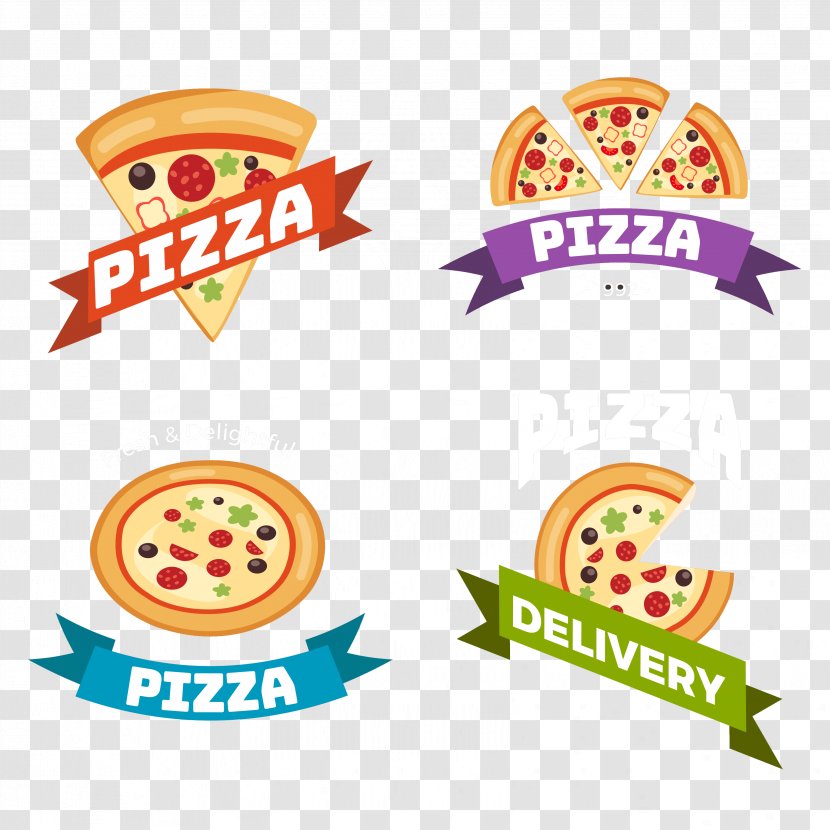 Pizza Logo Clip Art - Text - Slices Pattern Transparent PNG