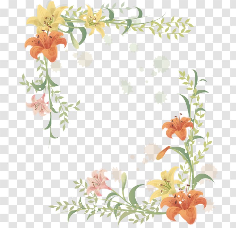 Drawing Flower Picture Frame - Branch - Dress Up Cartoon Hand-painted Flowers Border Transparent PNG
