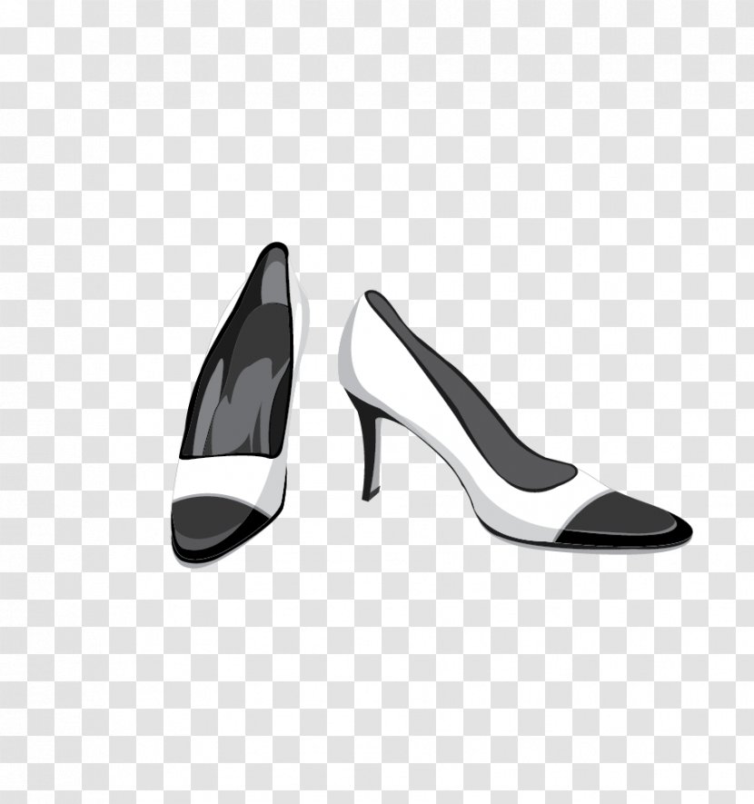 Dress Shoe High-heeled Footwear Clip Art - Black And White - Women High Heels Transparent PNG