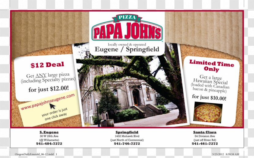 Advertising Papa John's Pizza Food Brand - Print Media Flyer Transparent PNG