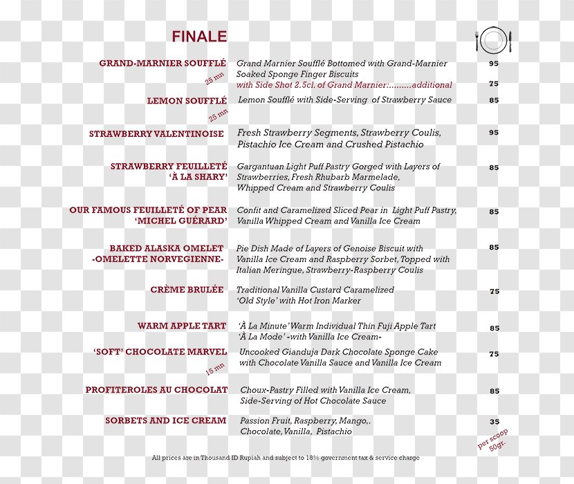Document Line - Text - A Restaurant Menu In French Transparent PNG