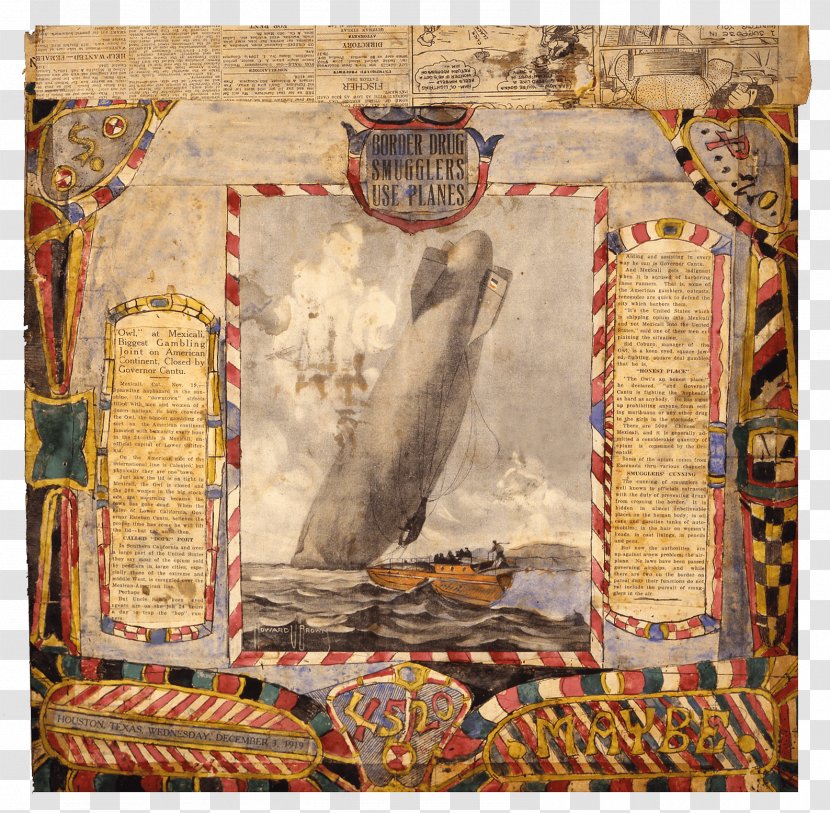 Charles A.A. Dellschau, 1830-1923 Sonora Outsider Art Prussia - Collage - Airship Watercolor Transparent PNG