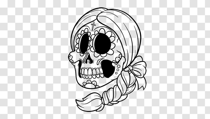 La Calavera Catrina Day Of The Dead Drawing Coloring Book - Skull And Crossbones - Black Transparent PNG