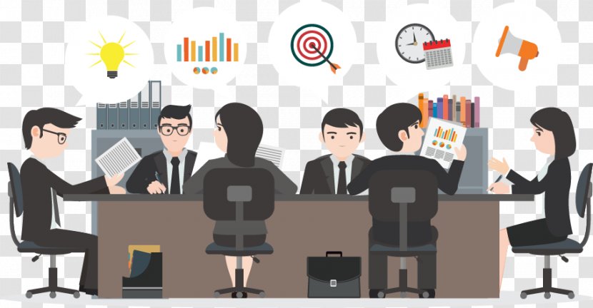 Management Microsoft PowerPoint Template Business Ppt - Salaryman - Vector People At The Meeting Transparent PNG