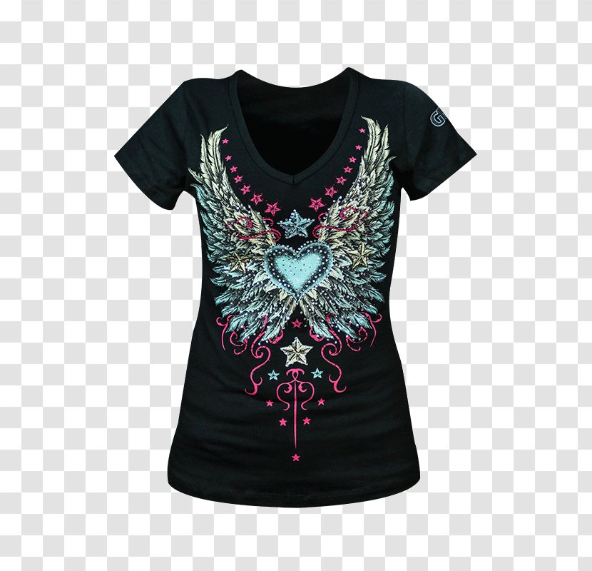 Printed T-shirt Sleeve Clothing - Denim - Heart Wings Transparent PNG
