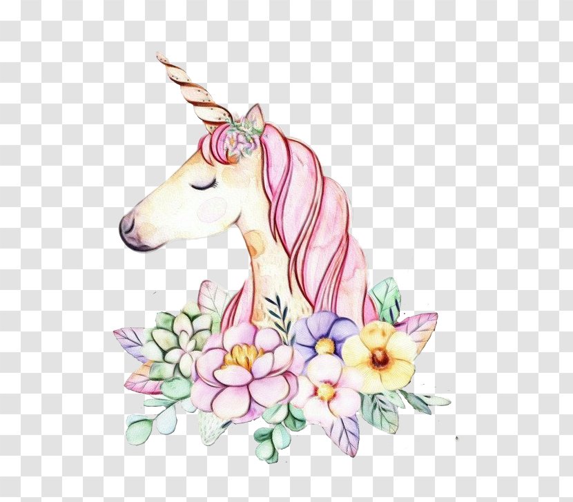 Unicorn Watercolor Painting Floral Design Drawing Transparent PNG