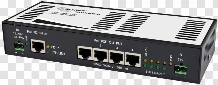 Power Over Ethernet Network Switch Gigabit Port - Hub Transparent PNG