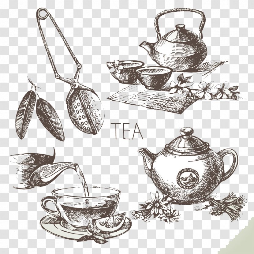 Green Tea Drawing Sketch - Cookware And Bakeware - Hand-painted Cup Transparent PNG