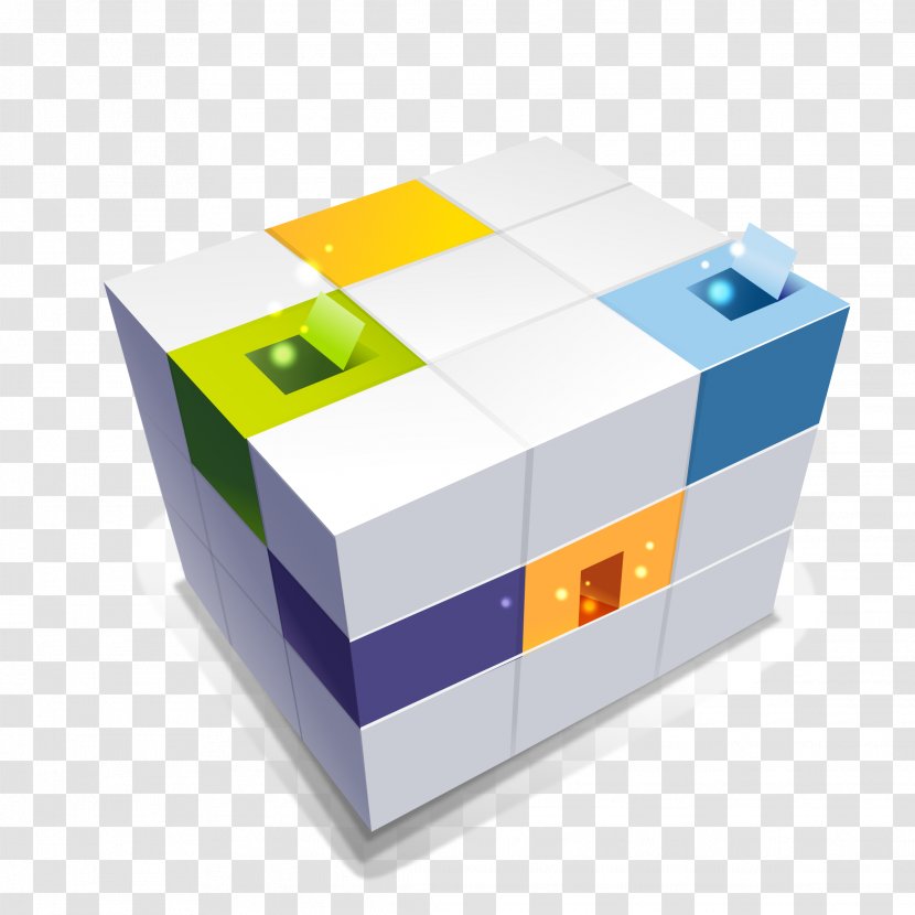 Cube Three-dimensional Space Euclidean Vector - Shape - Creative 3D Rubik's Material Transparent PNG