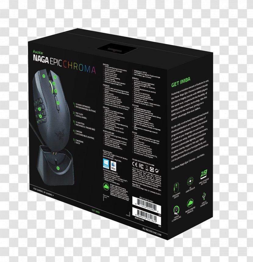 Computer Mouse Razer Naga Epic Chroma Inc. Pelihiiri - Input Device - Corsair Wireless Headset Charging Transparent PNG