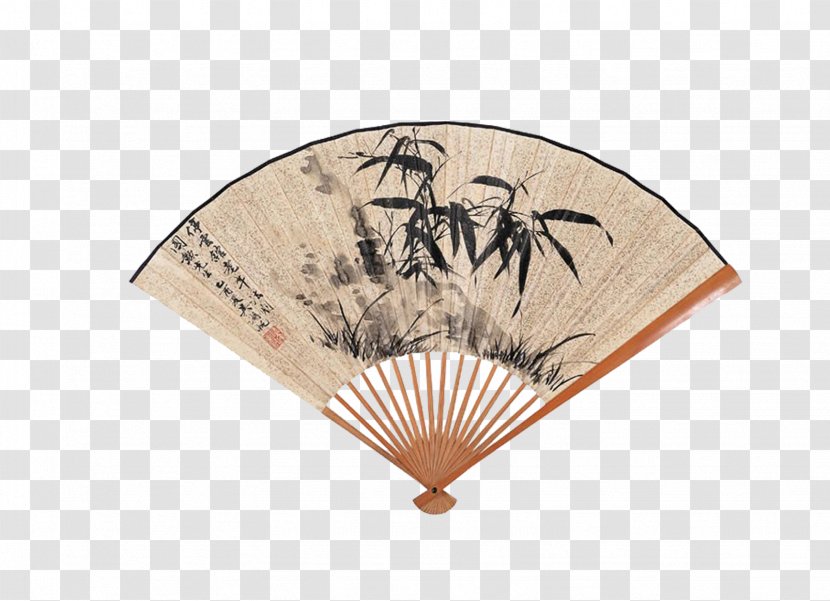 Hand Fan Ink Wash Painting Chinoiserie Gongbi - Chinese Style Folding Transparent PNG
