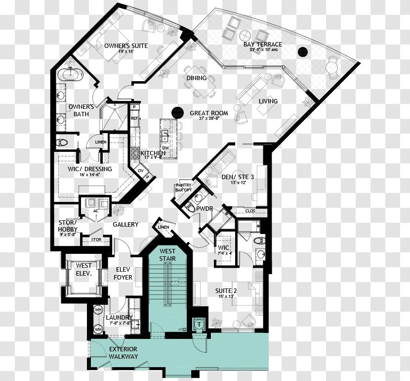 Floor Plan Architecture - Area - Terraces And Open Halls Transparent PNG