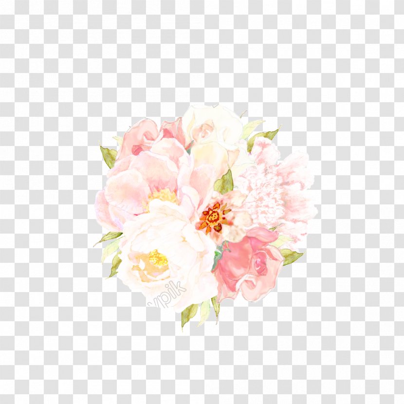 Garden Roses Cabbage Rose Cut Flowers Floral Design - Peony - Painted Pink Flower Transparent PNG