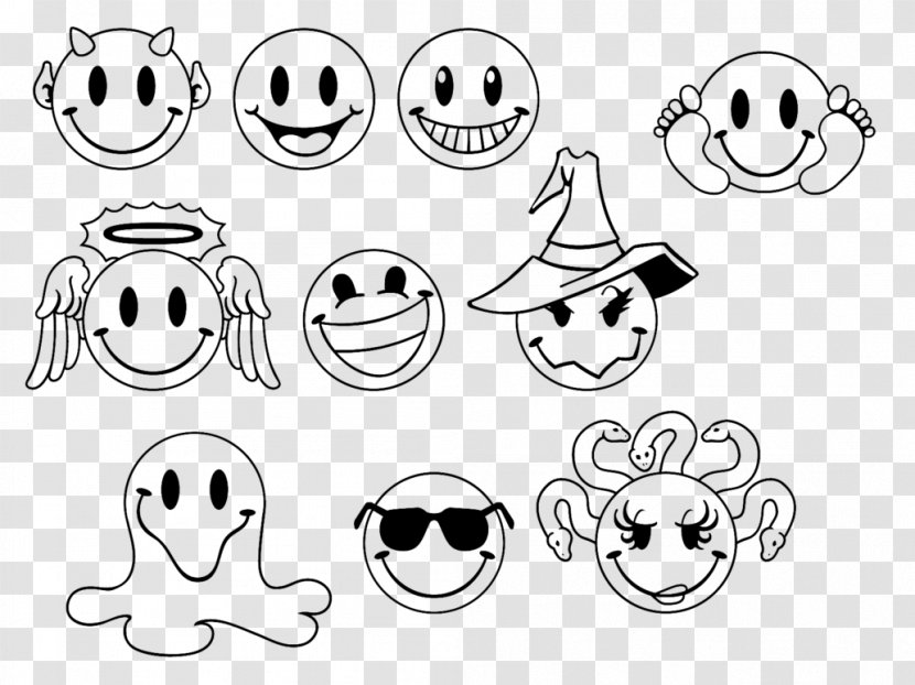 Drawing Painting Emoticon Happiness Black And White - Cartoon - Awesome Smile Transparent PNG