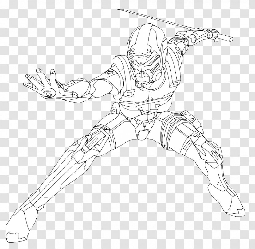 Figure Drawing Line Art Cartoon Sketch - Wing - Mass Effect Transparent PNG