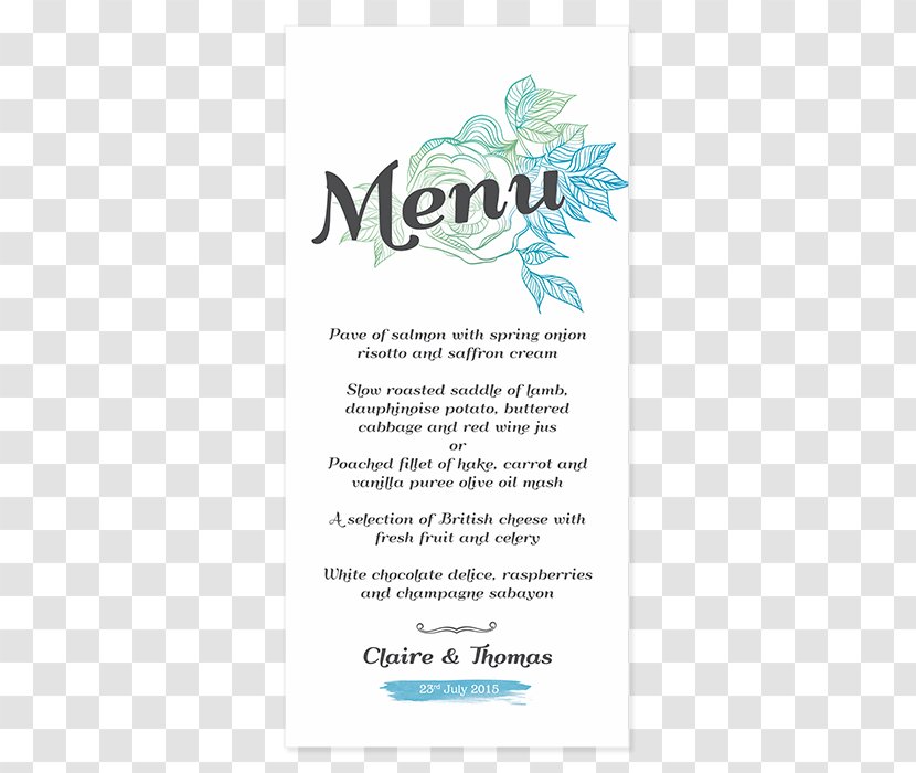 Wedding Invitation Font Convite - Aqua - Menu Invitations Transparent PNG