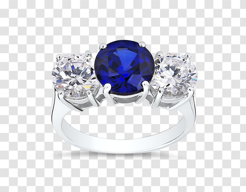 Sapphire Engagement Ring Wedding - Silver - Cubic Zirconia Transparent PNG