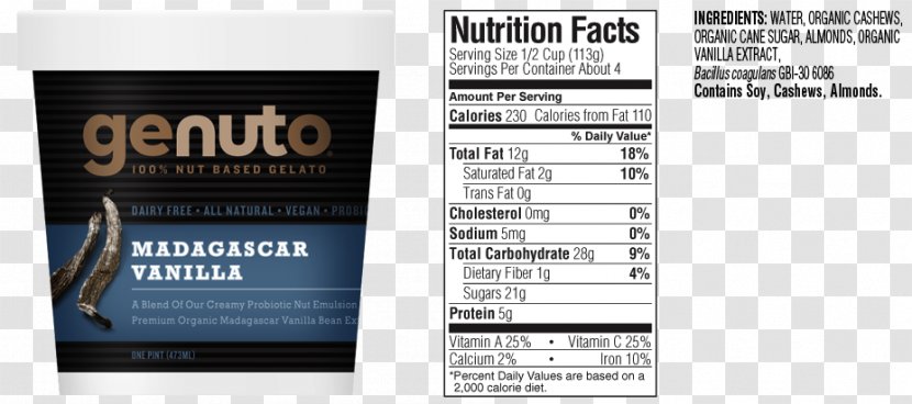 Gelato Nut Printing 不耐 Lactose Intolerance - Brand - Nutrition Fact Transparent PNG