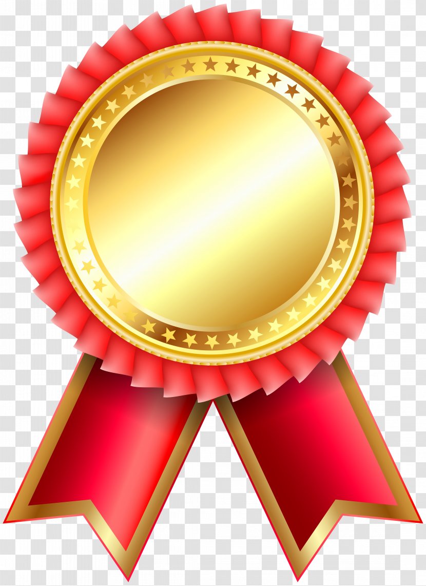 Award Ribbon Rosette Clip Art - Gold Medal - Academic Transparent PNG