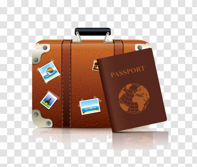 Suitcase Baggage Clip Art - Brown - Passport And Transparent PNG