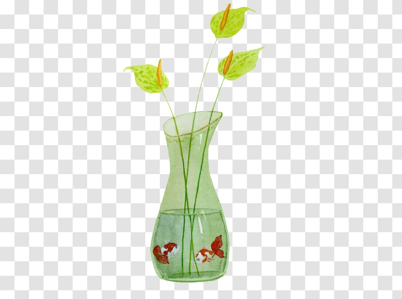 Muzha Vocational High School Watercolor Painting - Leaf - Water Bottle In The Goldfish Transparent PNG
