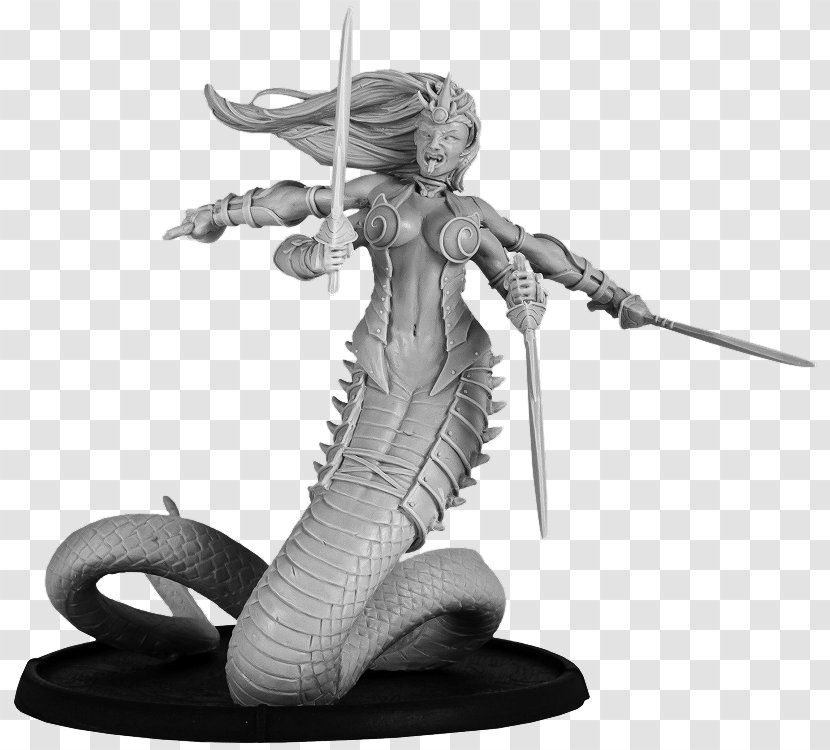Medusa Figurine Miniature Legendary Creature The Ninth Age: Fantasy Battles - Black And White - Snake Transparent PNG