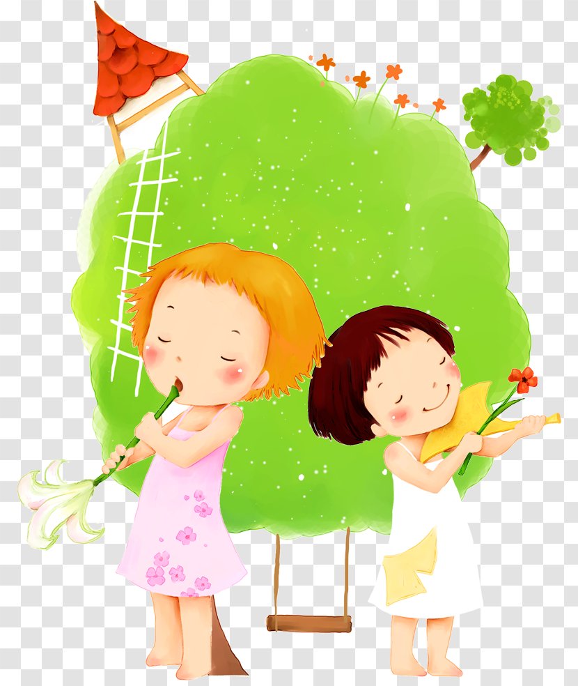 Korea Child Illustrator - Flower - Cute Cartoon Transparent PNG