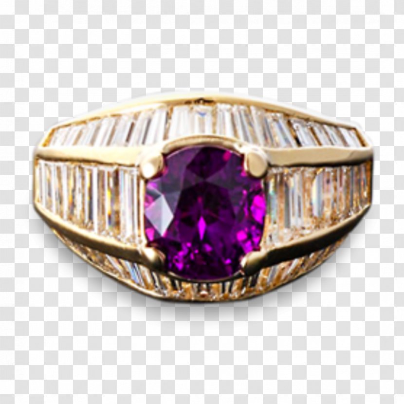 Sapphire And Diamond Ring Amethyst - Oval Transparent PNG