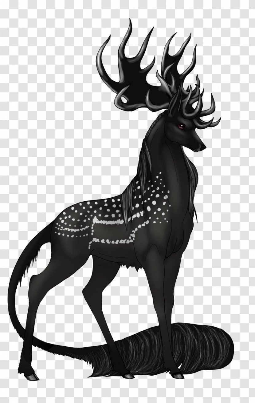 Reindeer Legendary Creature Horse Myth - Monochrome Photography - Deer Transparent PNG