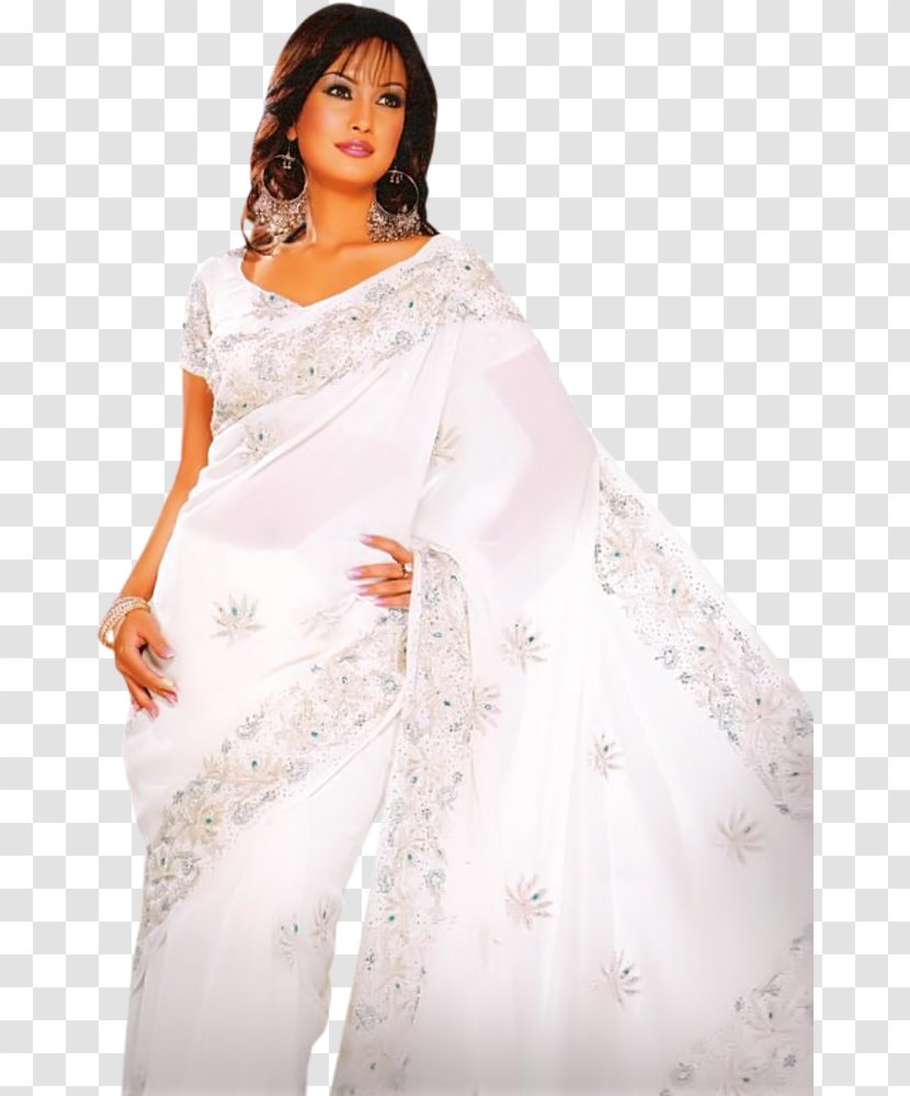 Wedding Dress Sari White Gown Photo Shoot Transparent PNG
