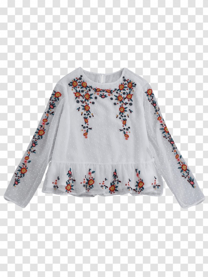 Sleeve Blouse T-shirt Ruffle Dress - Long Sleeved T Shirt - Decorative Artificial Flowers Transparent PNG