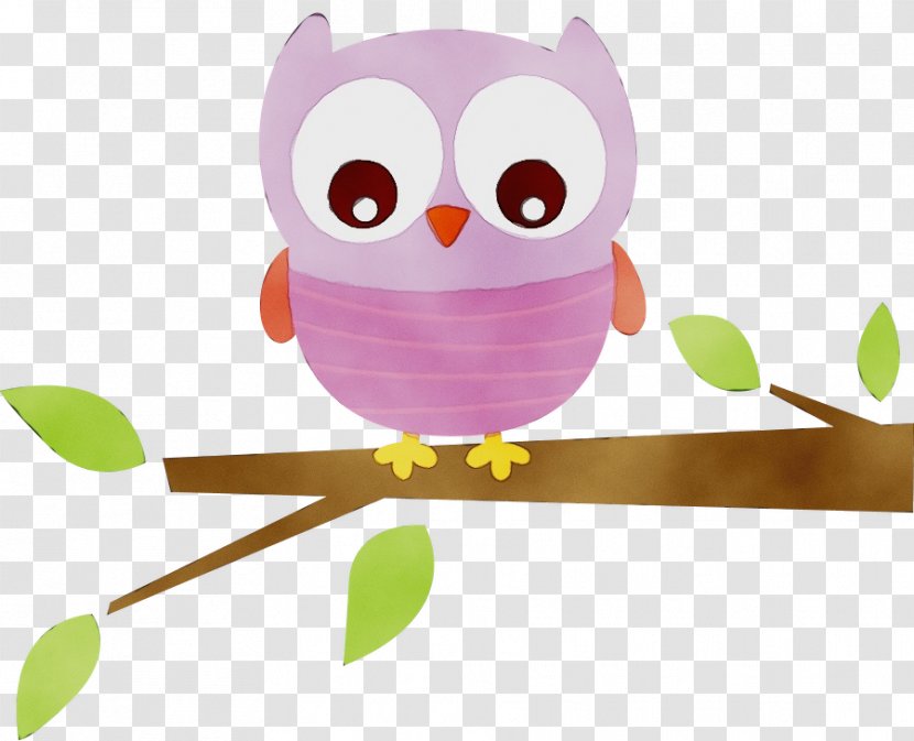 Owl Cartoon Branch Bird Of Prey Clip Art - Violet Transparent PNG