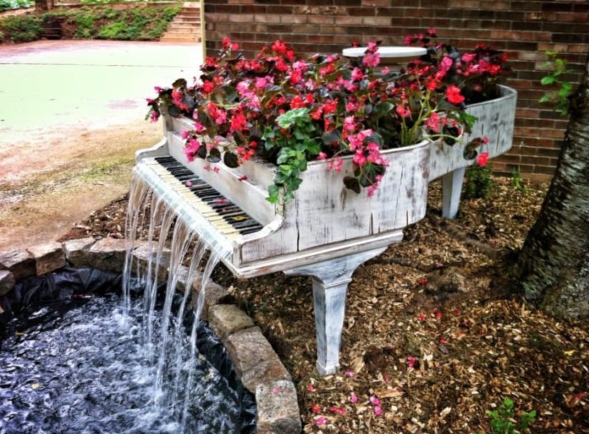 Piano Drinking Fountains Water Feature Garden - Plant - Patio Transparent PNG