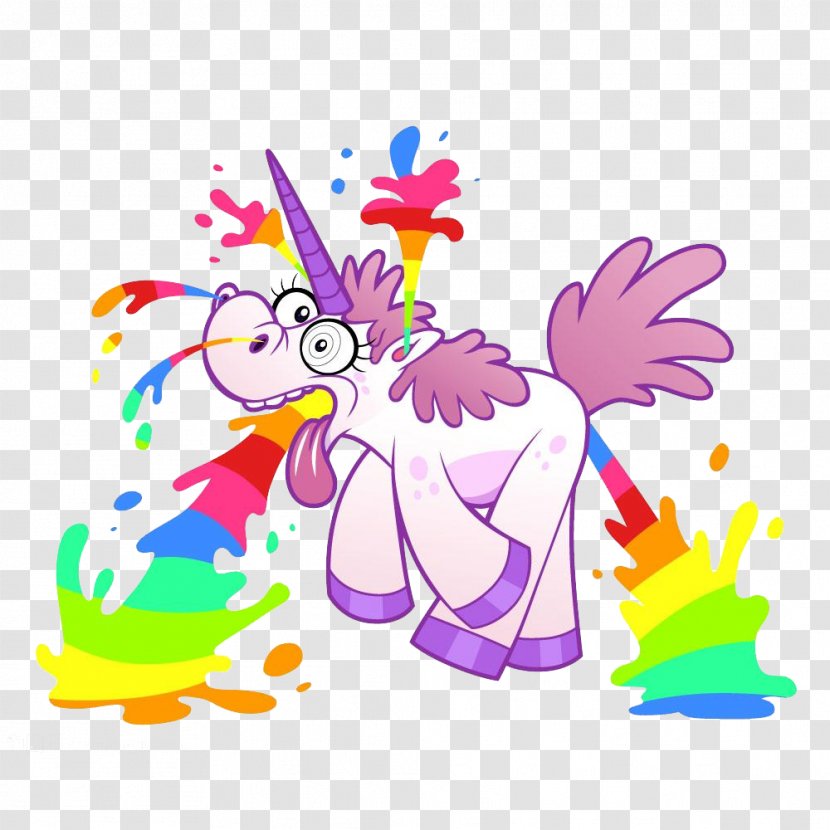 Unicorn Rainbow Euclidean Vector Arc Illustration - Rooster - Hand Painted Colored Rhino Material Transparent PNG