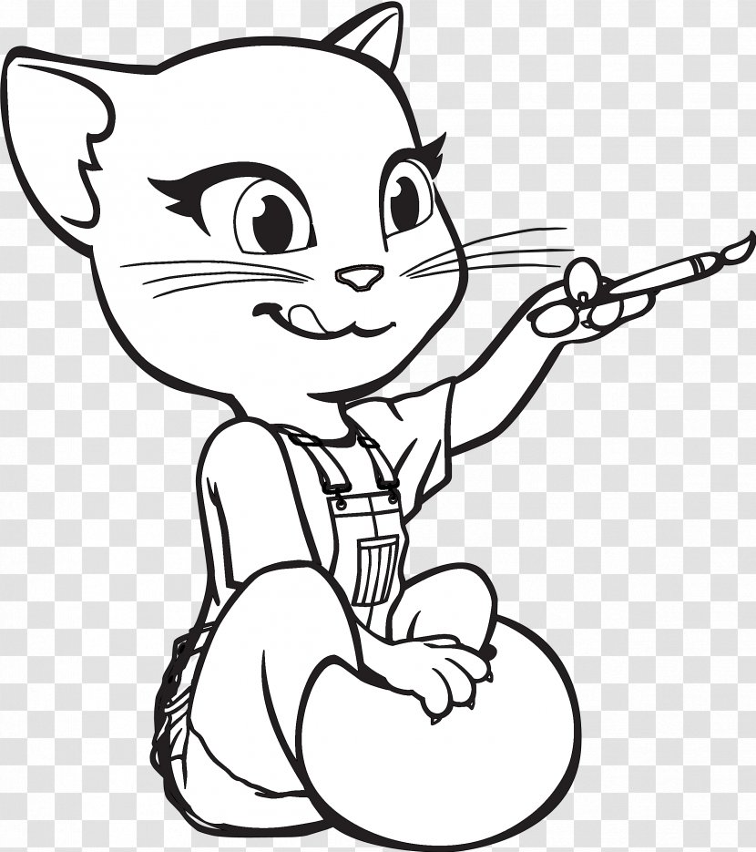 Talking Angela Tom And Friends Coloring Book Cat Pages 2018 - Flower Transparent PNG