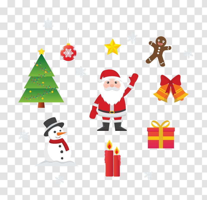 Santa Claus Christmas Tree Clip Art - Snowflake - Vector Transparent PNG