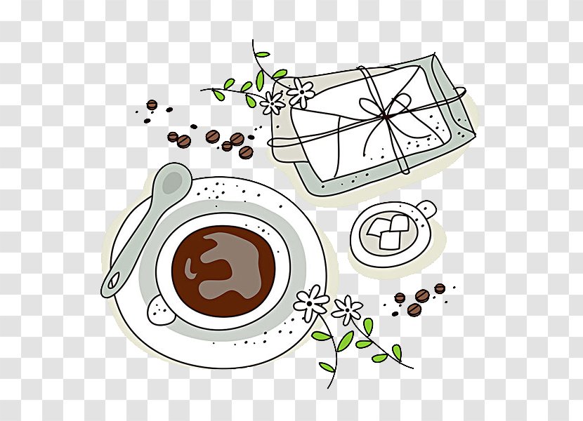 Coffee Cup Latte Tea Cafe - Drawing - Illustration Transparent PNG