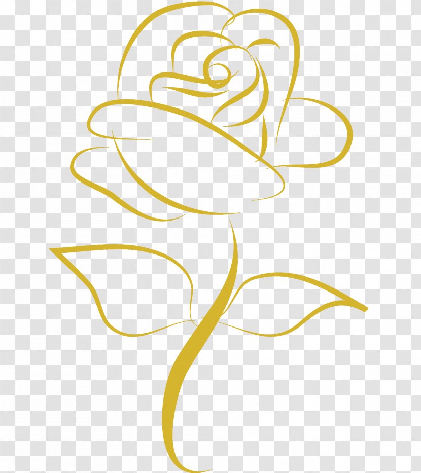 Black Rose Clip Art - Flora - GOLD LINE Transparent PNG