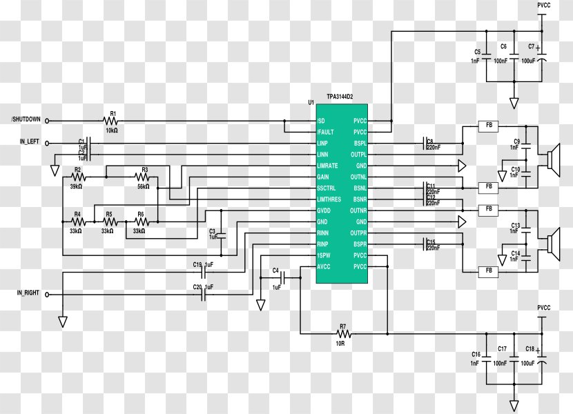 Circuit Diagram Audio Power Amplifier Electronic - Frame - Loop Shaped Vector Transparent PNG