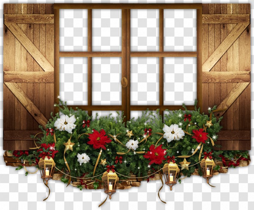 Window Clip Art - Christmas Elf - Wooden Frames Floral Decoration Transparent PNG