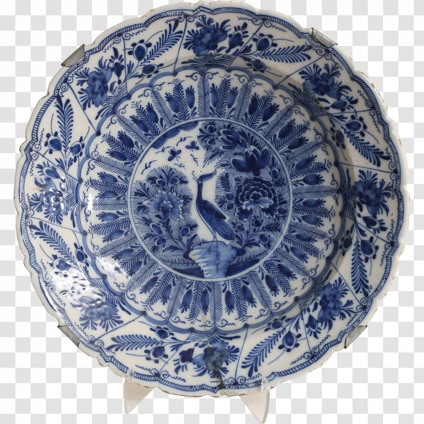 Plate Tableware Blue And White Pottery Porcelain Ceramic - Maiolica - Hand-painted Scenery Transparent PNG