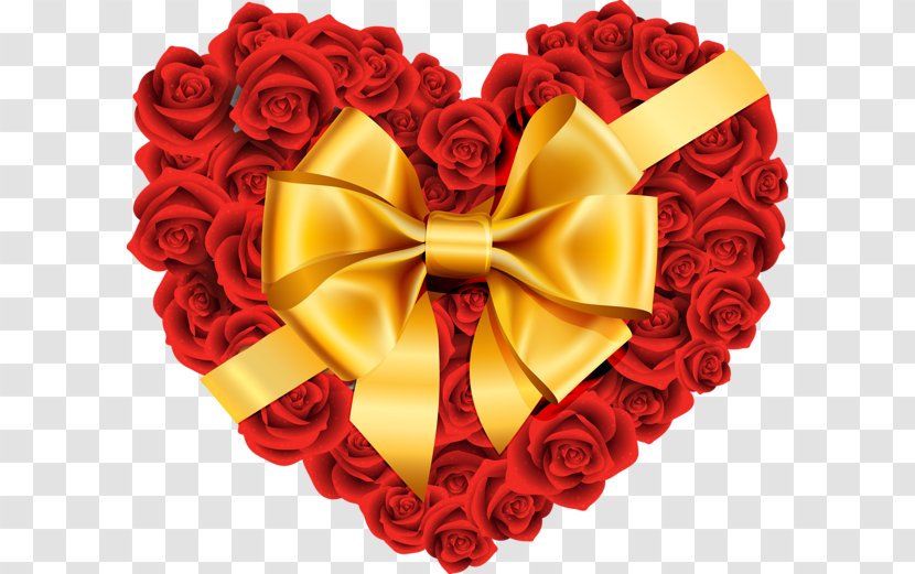 Rose Heart Valentine's Day Clip Art - Gold Transparent PNG