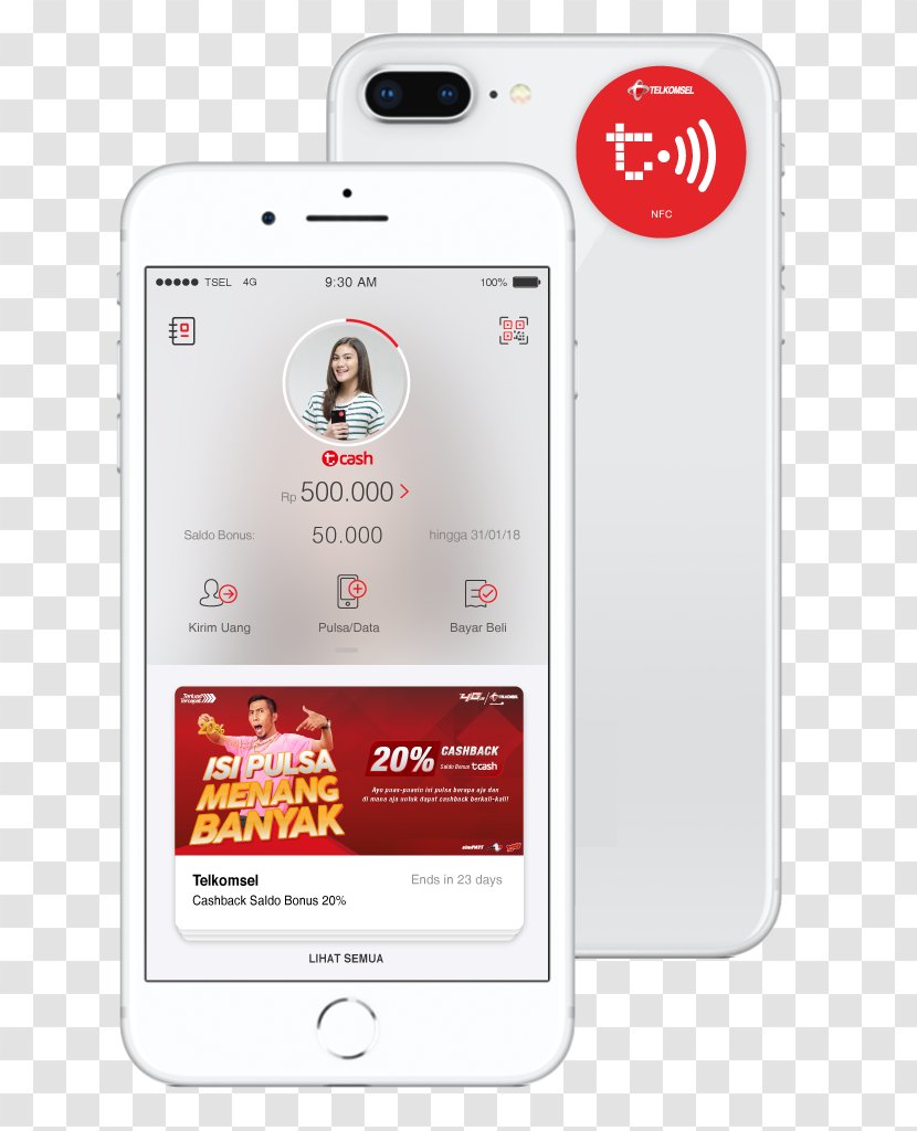 Telkomsel Cash Mobile Phones Payment Money - Communication Device Transparent PNG