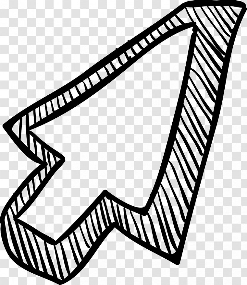 Arrow Pointer - Black And White - Sketch Transparent PNG