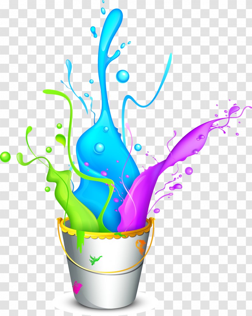 Holi Wallpaper - Flower - Colorful Bucket Paint Transparent PNG