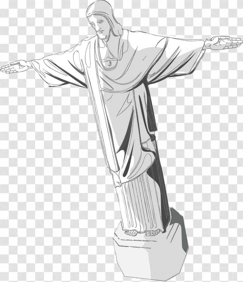 Architecture City Black And White - Outerwear - Jesus Stone Carving Elements Transparent PNG