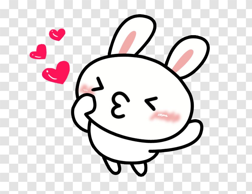 Cartoon - White Rabbit Kiss Transparent PNG